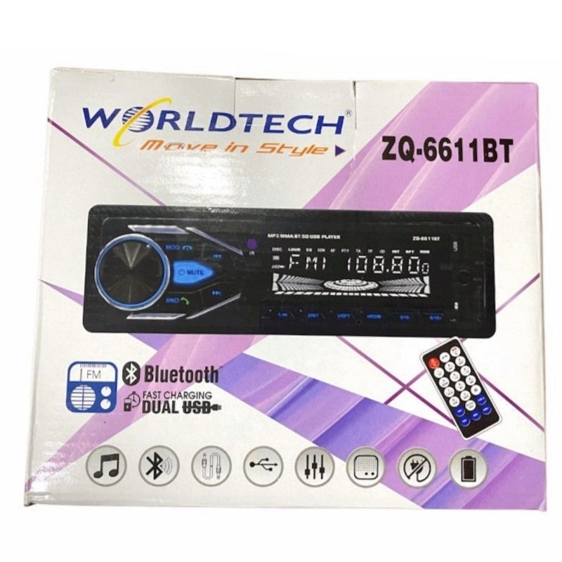 WorldTech Single Din audio ZQ-6611BT